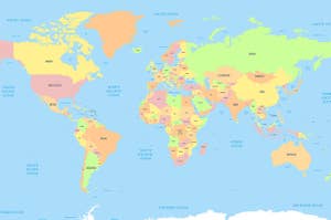 A labeled map of the world