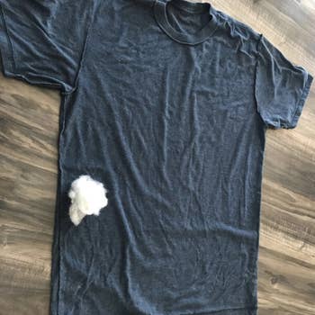 reviewer photo of t-shirt with no fur