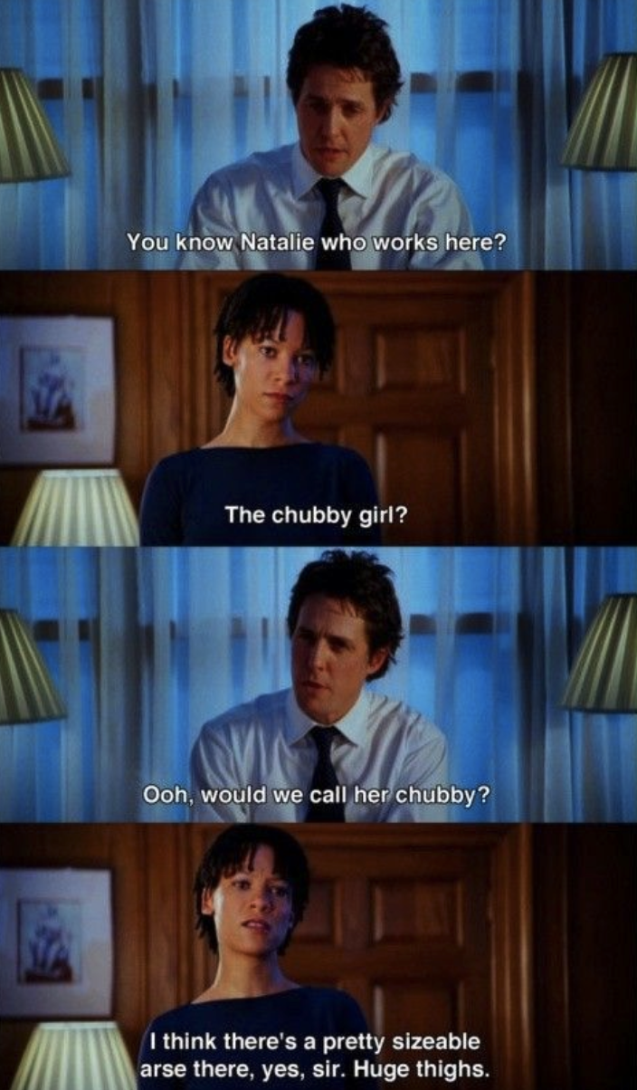 Natalie being called chubby in &quot;Love Actually&quot;