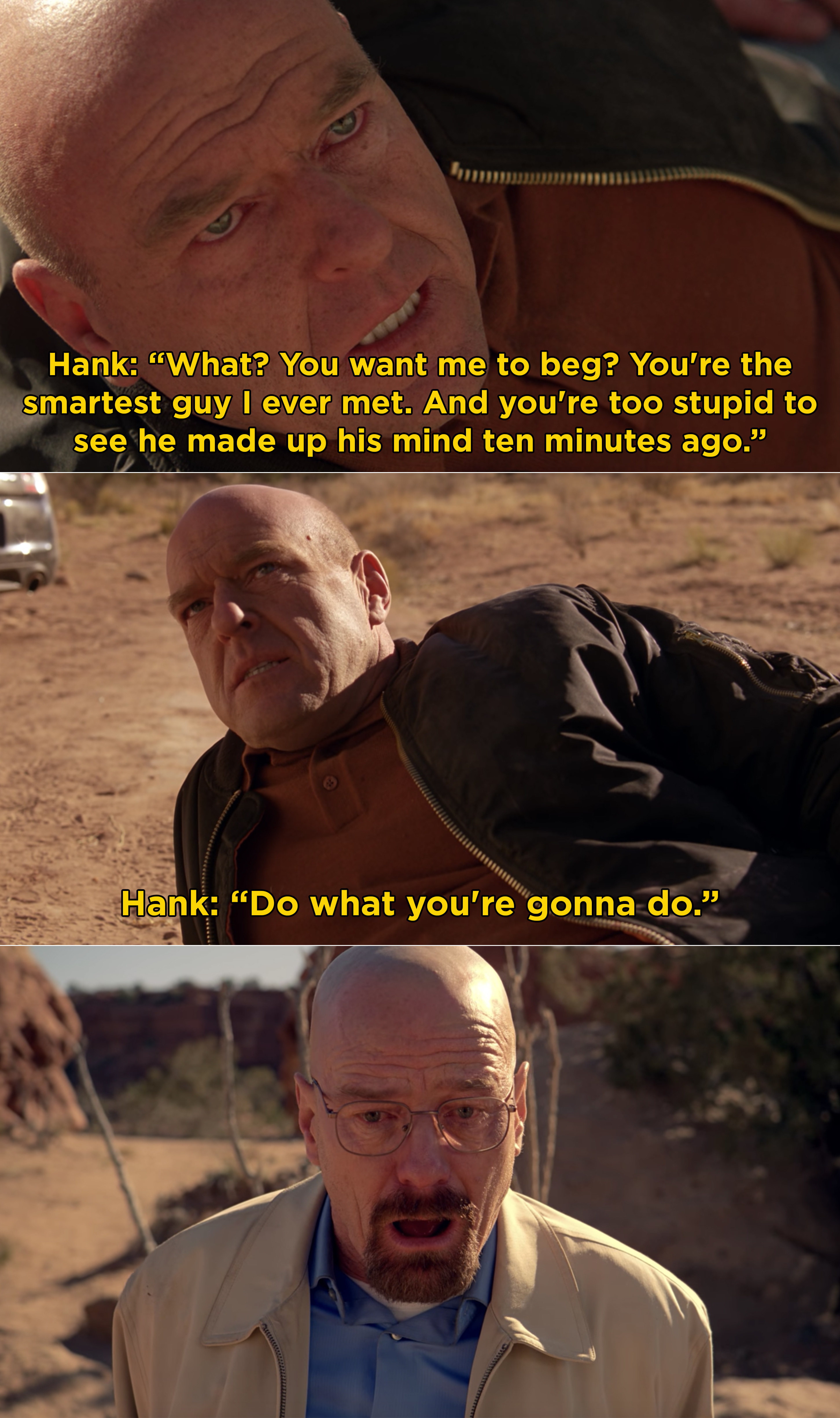 Hank saying, &quot;Do what you&#x27;re gonna do&quot; and then getting shot