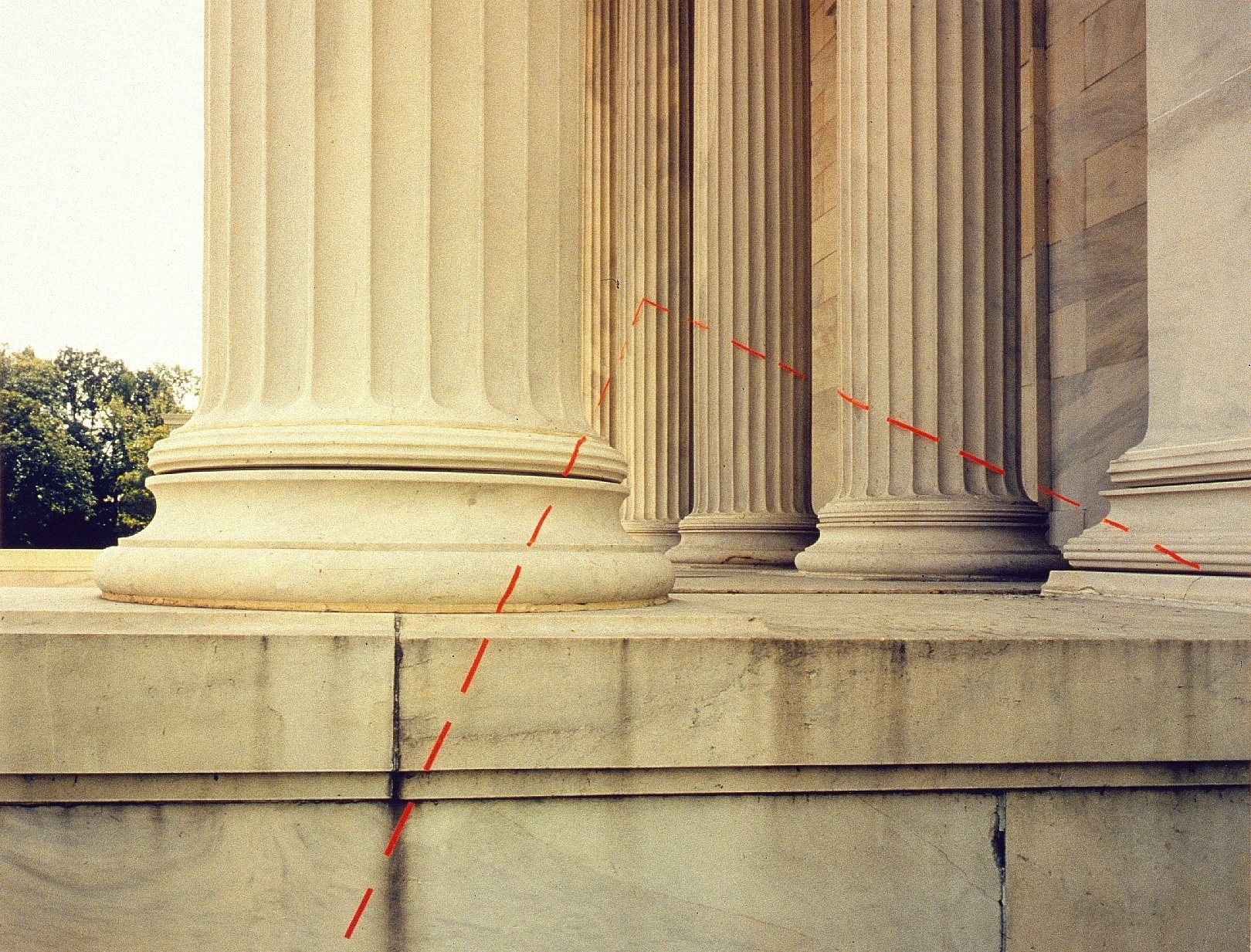 The capitol building has outlines to remove parts of the columns