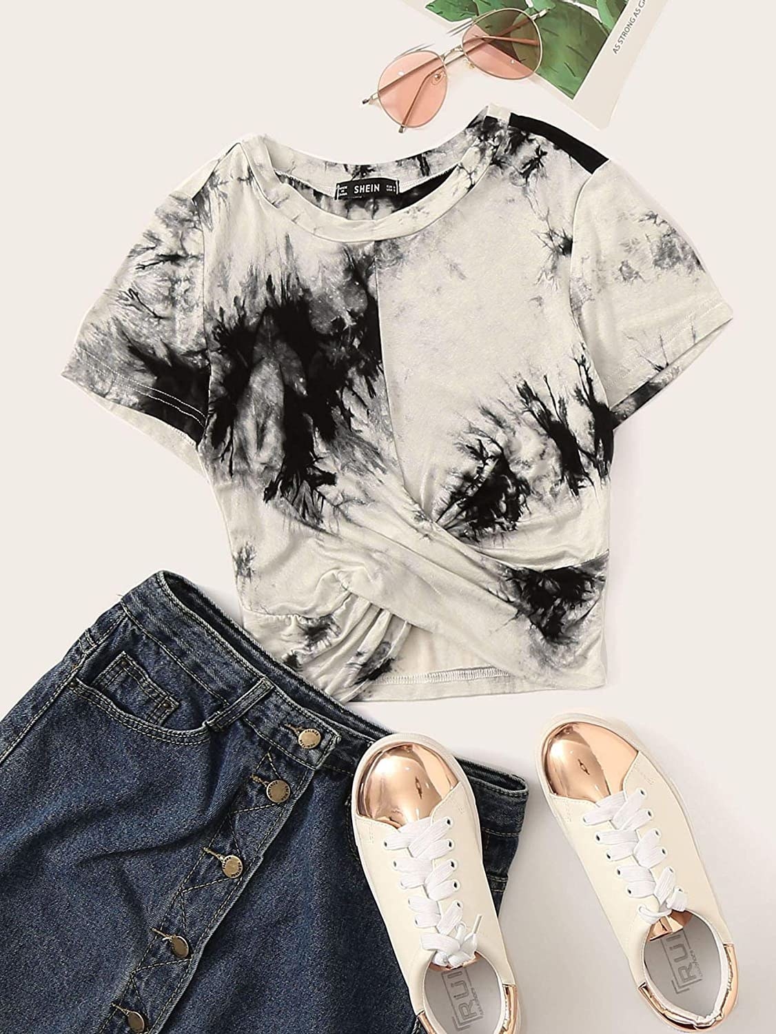 the gray, white, and black tie dye tee