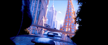 Gif of Judy seeing Zootopia come into view from the train window and gasping in awe