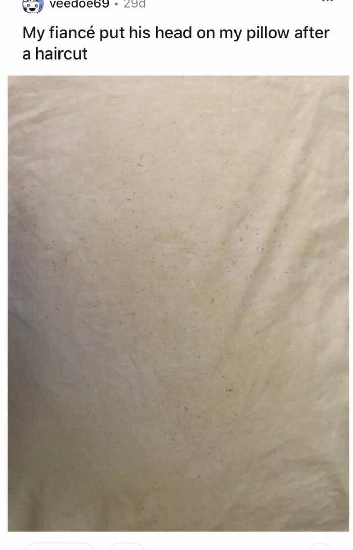 A pillow covered in loose hair