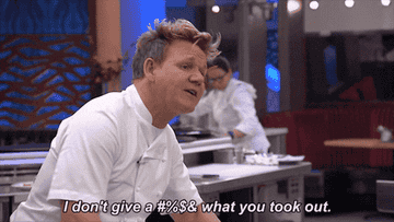 Gordon swearing at a chef.