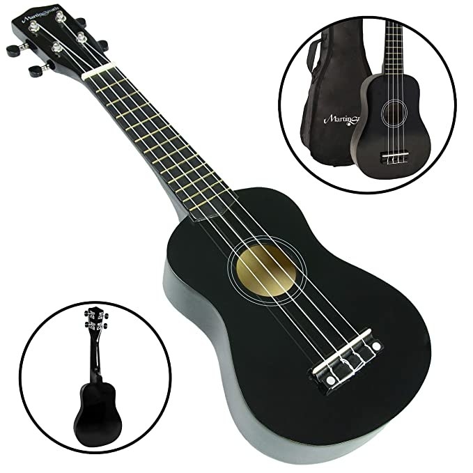 Black ukulele.