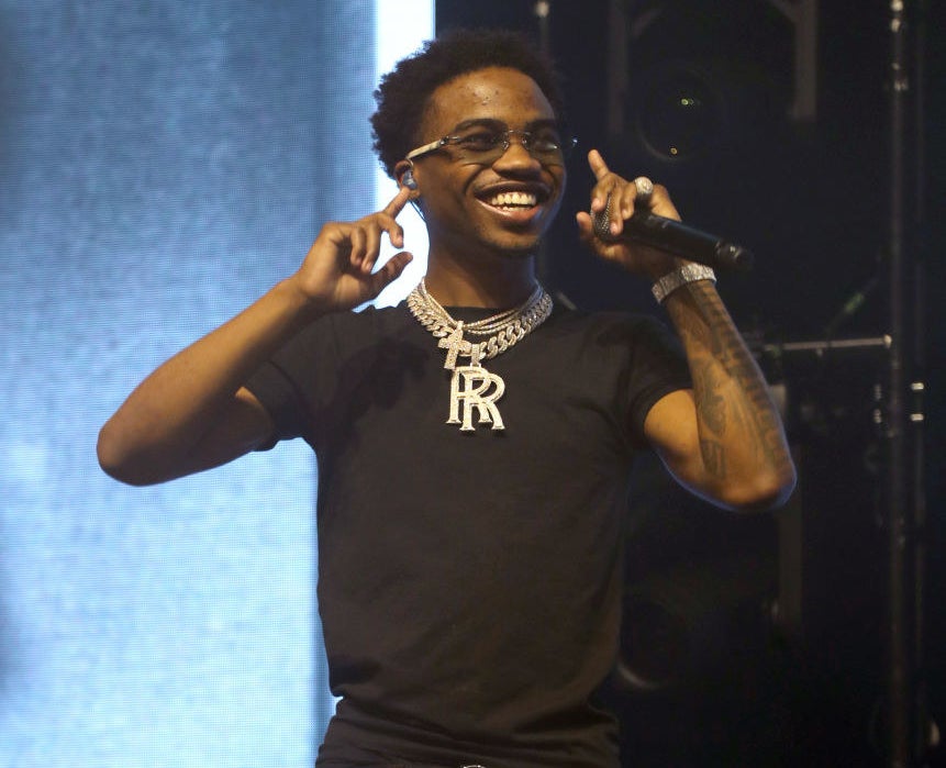 Rapper Roddy Ricch performing on stage