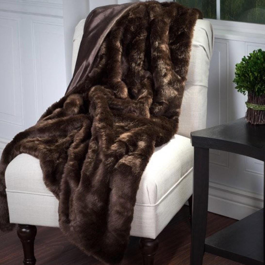 The brown faux fur blanket