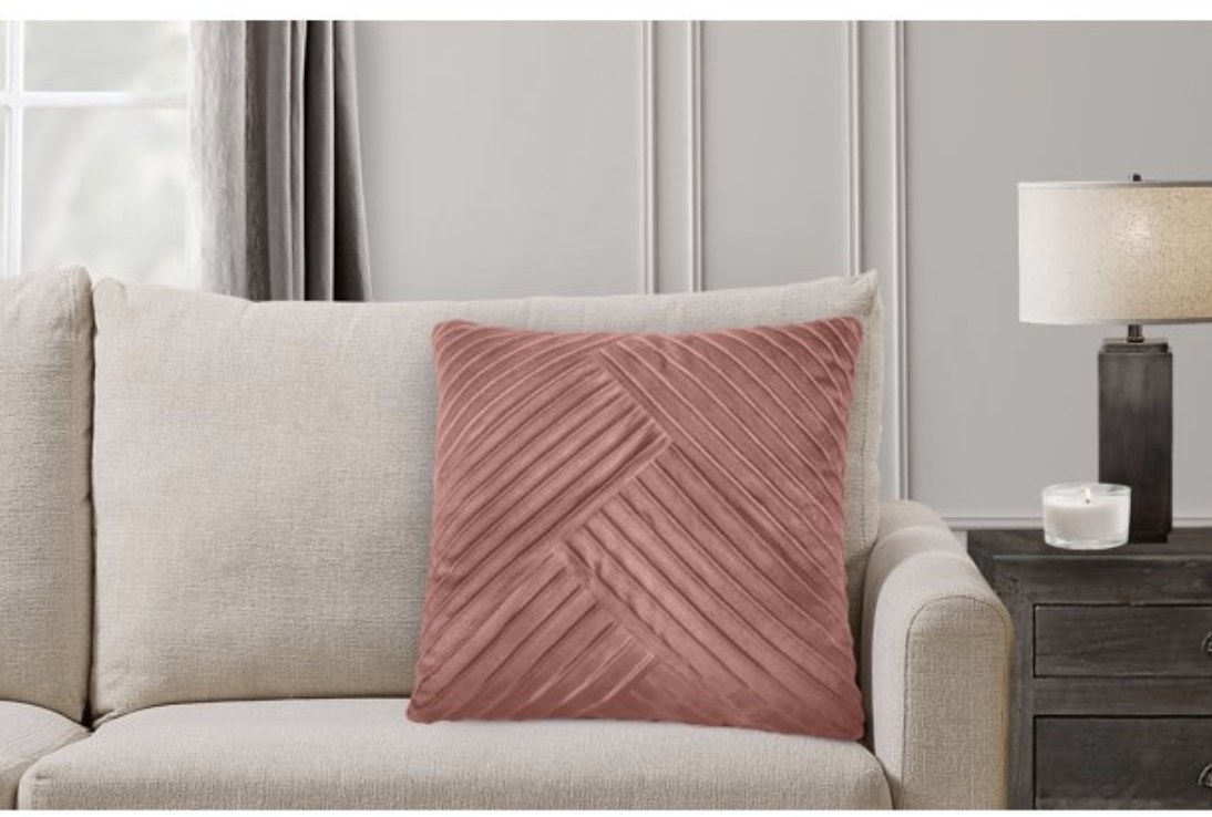 The pink velvet accent pillow 
