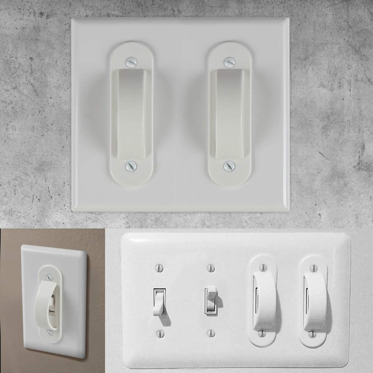 Several light switches with light switch covers on them