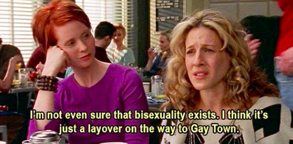 Carrie to Miranda: &quot;I&#x27;m not even sure bisexuality exists. I think it&#x27;s just a layover on the way to Gay Town&quot;