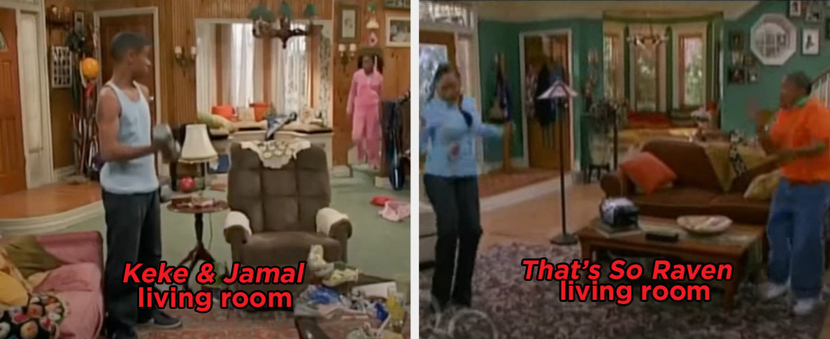 The living room set of &quot;Keke &amp;amp; Jamal&quot; and nearly identical living room set of &quot;That&#x27;s So Raven&quot;