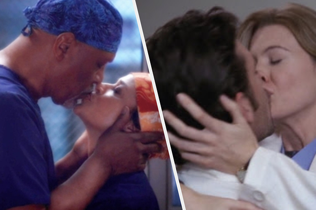 Richard and Catherine Avery kissing and Derek and Meredith kissing