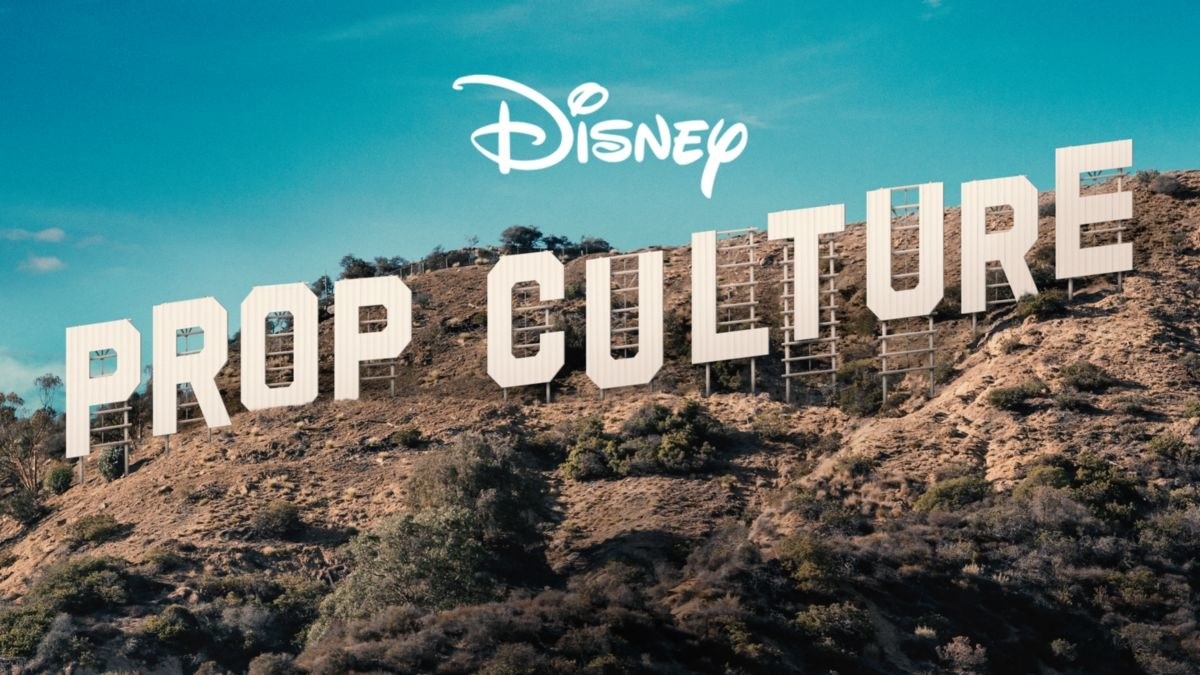 the Hollywood sign but it says &quot;Prop Culture&quot; 