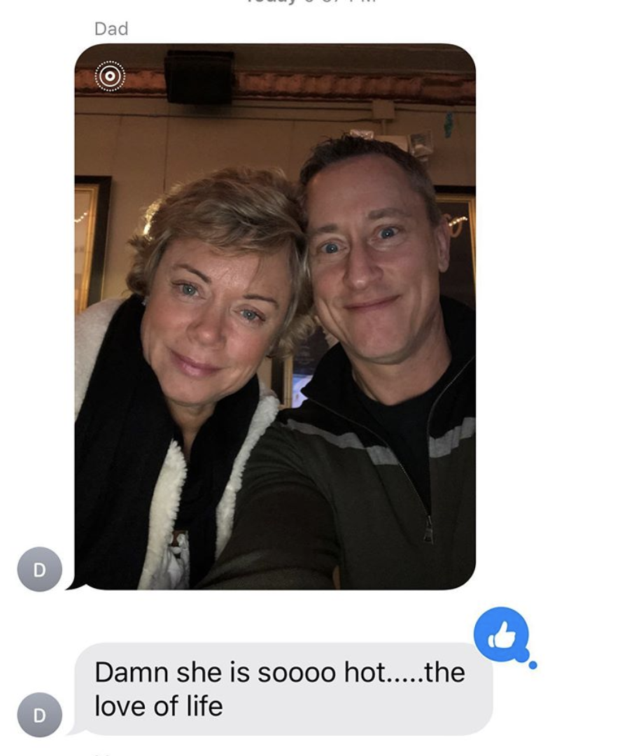 Lili Reinhart&#x27;s dad texts Lili a picture of himself and her mother and says &quot;Damn she is soooo hot.....the love of life&quot;