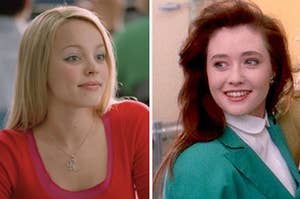 Regina from "Mean Girls" is on the left with one of "The Heathers" on the right