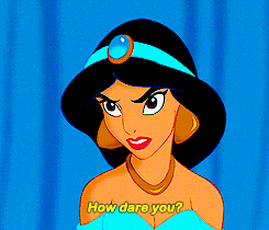 GIF of Princess Jasmine saying, &quot;How dare you?&quot; which was definitely the right energy to have for Aladdin and Jafar