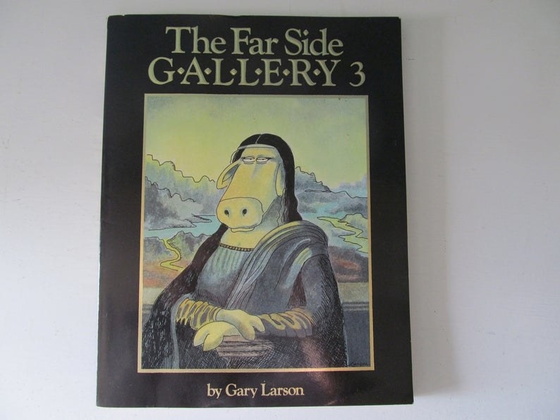 The cover for &quot;The Far Side Gallery 3&quot; bool which features a cartoon cow painted like the &quot;Mona Lisa&quot;