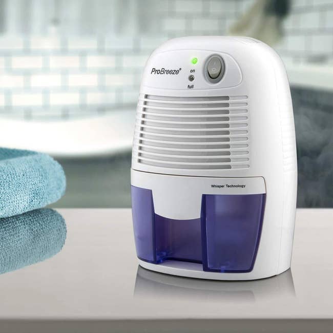 The white and blue dehumidifier