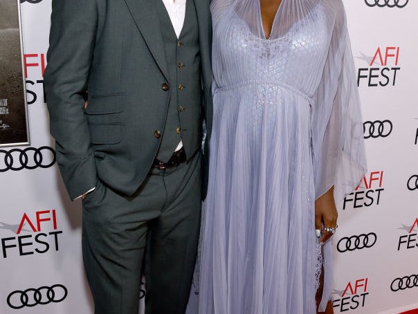 Joshua Jackson and Jodie Turner-Smith posing together at a Hollywood event
