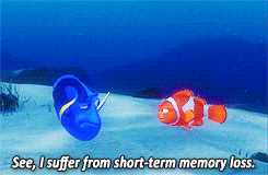 GIF of Dory telling Marlin &quot;See, I suffer from short-term memory loss.&quot;