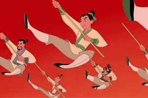 Mulan in the "I'll Make a Man Out of You" scene 
