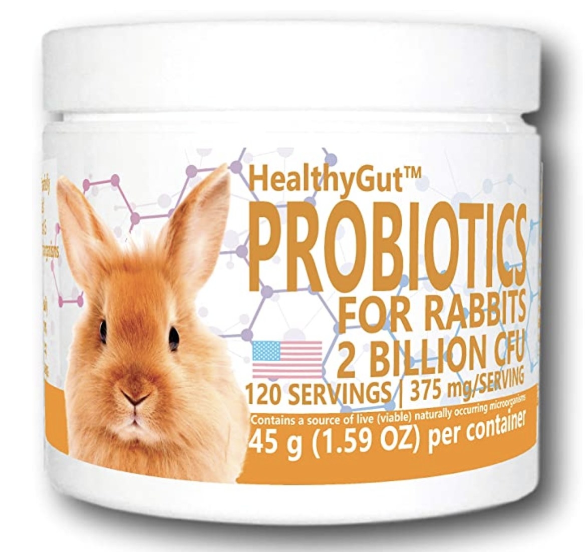 An image of a container of probiotic for rabbits