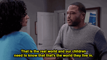 GIF from ABC&#x27;s &quot;Blackish&quot; of Anthony Anderson talking to Tracee Ellis Ross