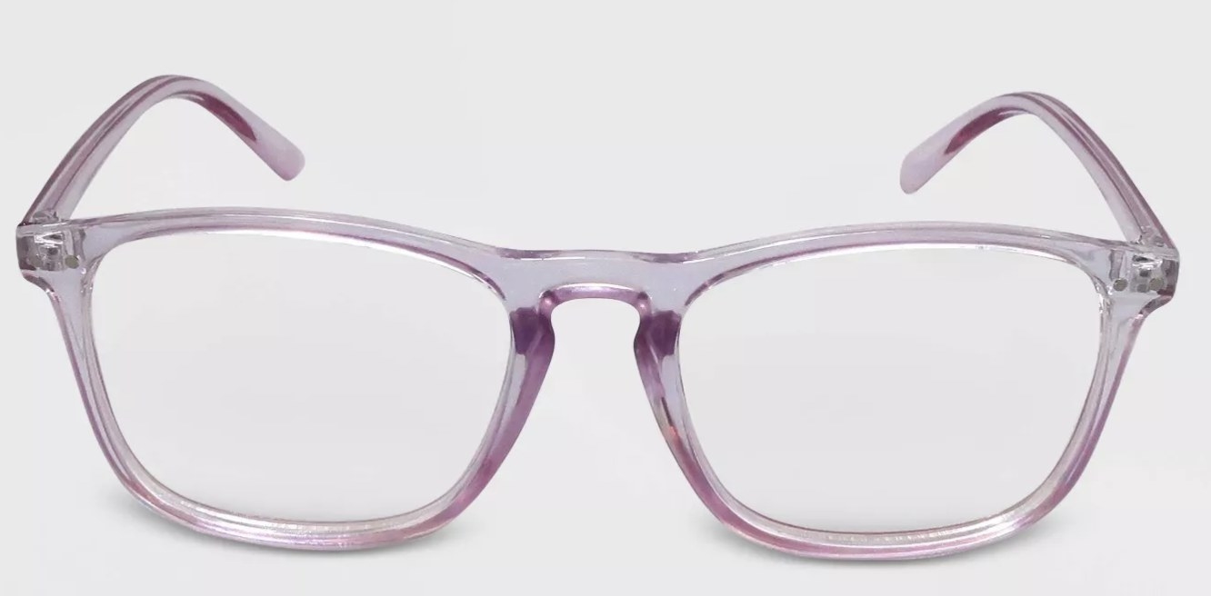 The glasses in purple