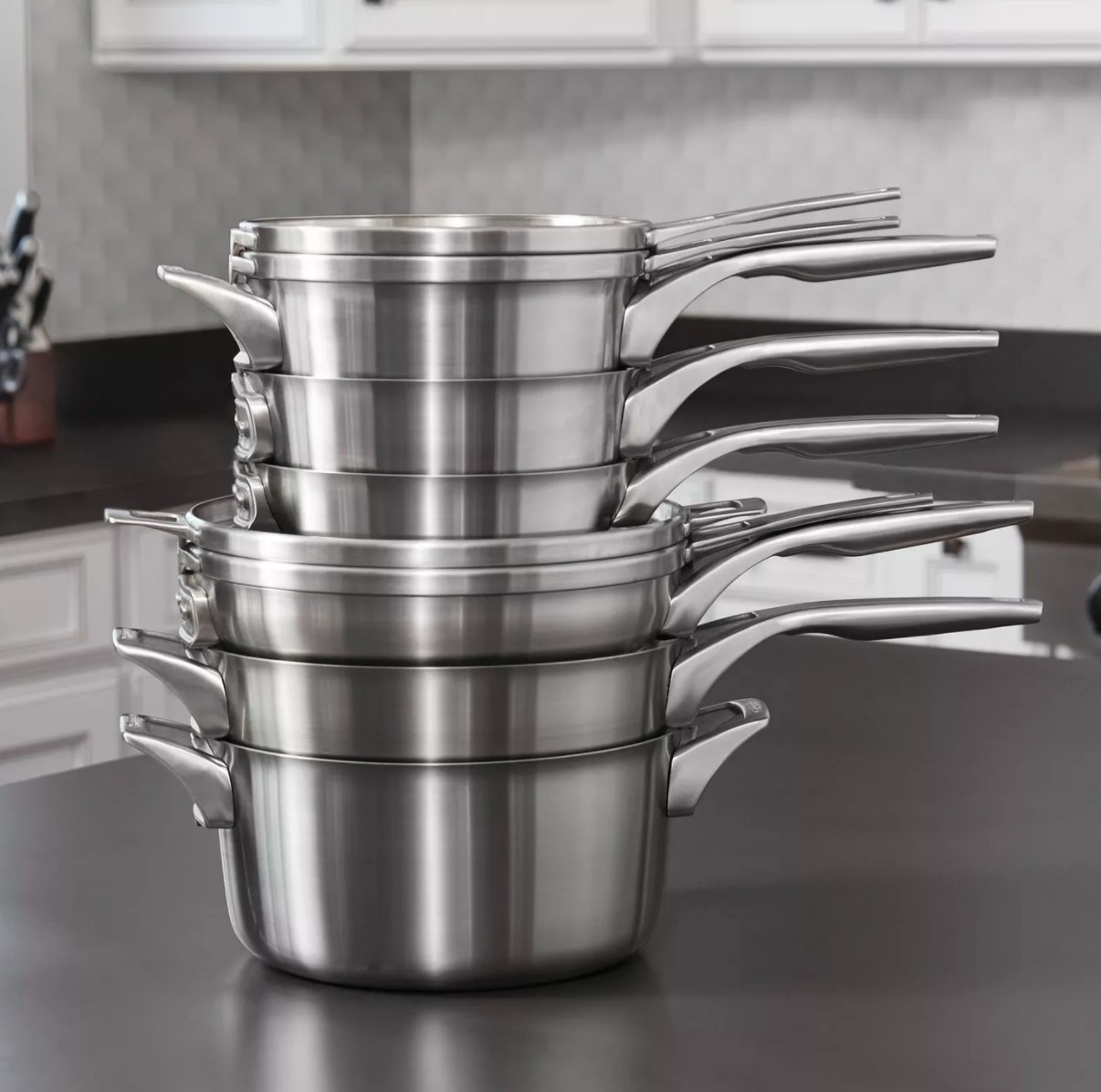 Calphalon stainless steel stack of pans