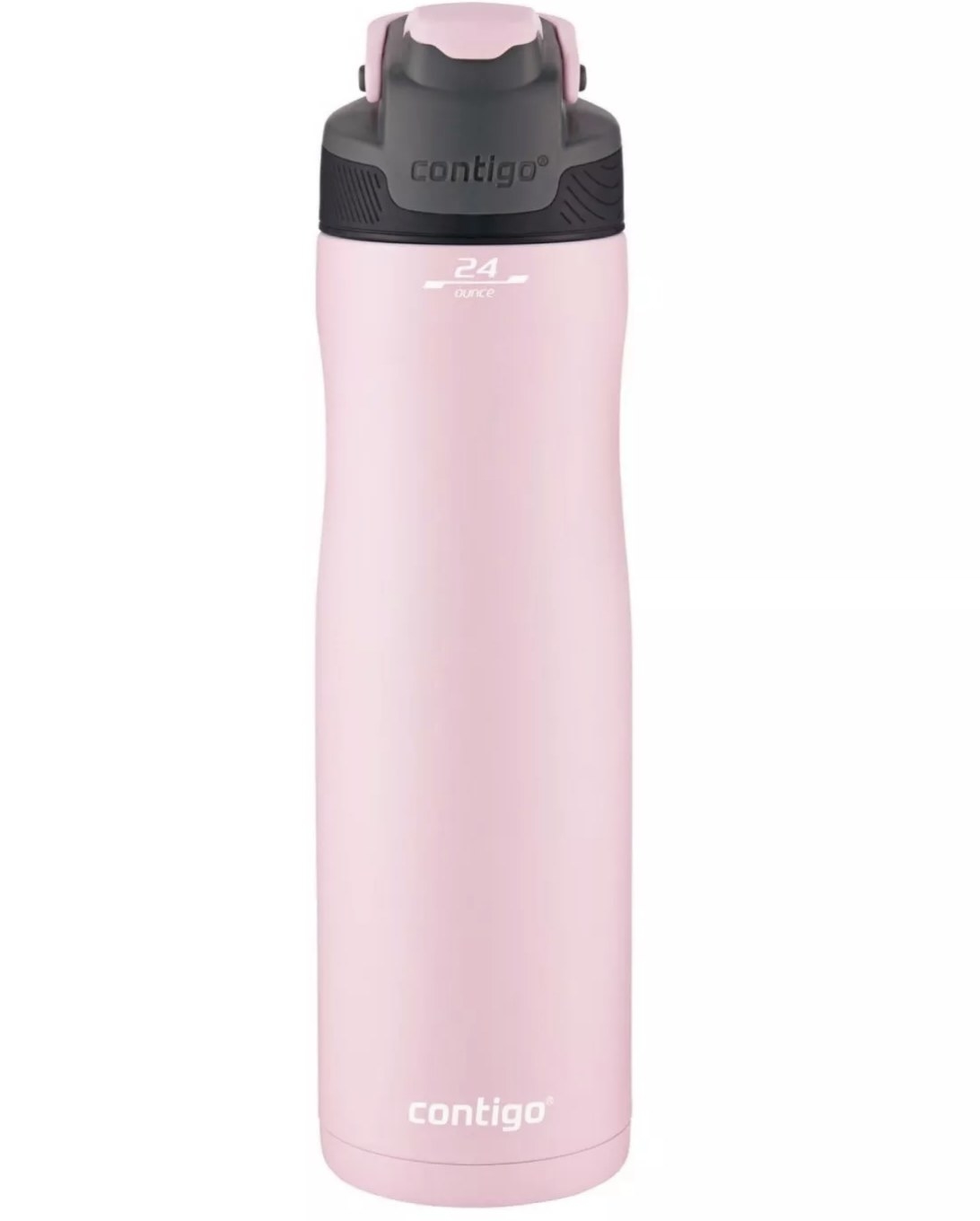 The bottle in pink, featuring a protective spout cover