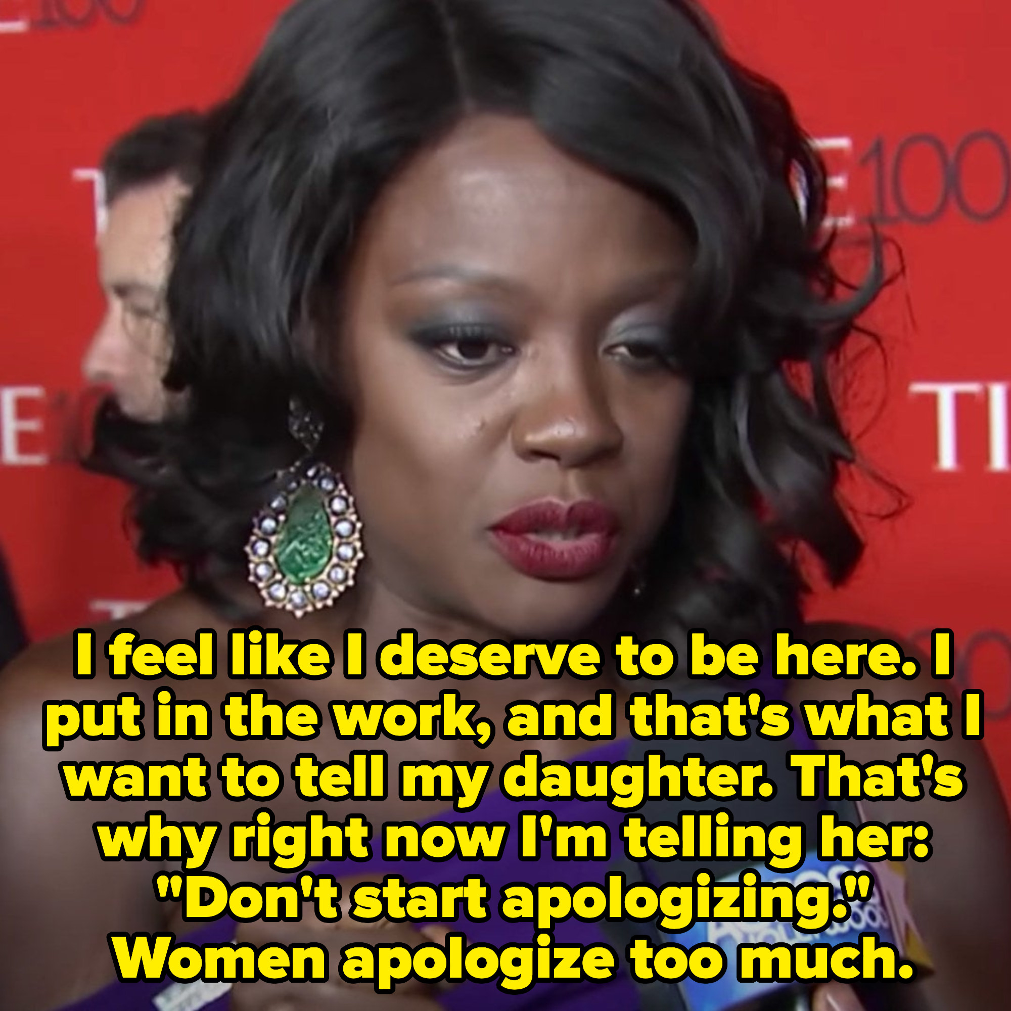 Viola: &quot;I feel like I deserve to be here. I put in the work, and that&#x27;s what I want to tell my daughter. That&#x27;s why right now I&#x27;m telling her: &#x27;Don&#x27;t start apologizing.&#x27; Women apologize too much&quot;