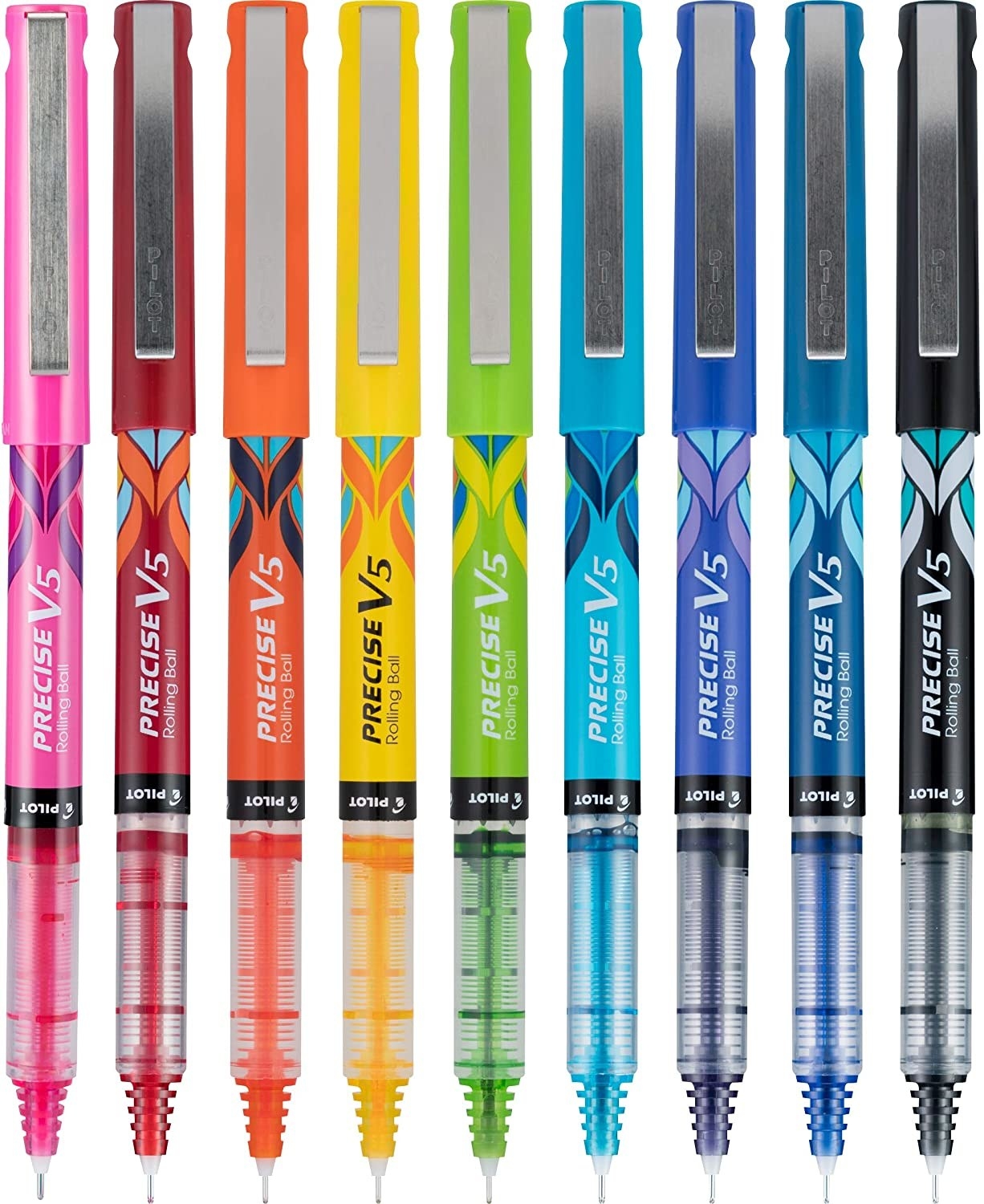 The pens in nine different colors