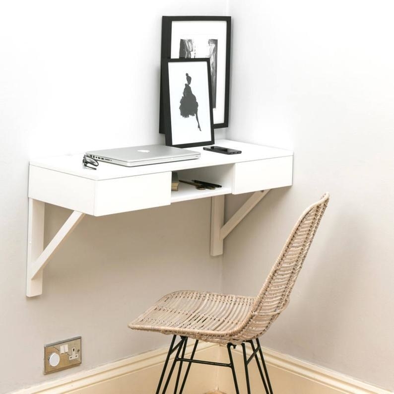 26 Desks For Small Spaces, Compact Desk With Shelves