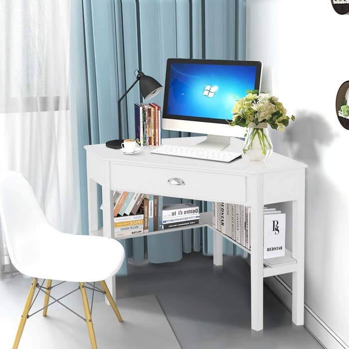 26 Desks For Small Spaces, Narrow White Desk With Drawers
