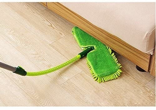 The flexible microfiber mop reaching under a couch