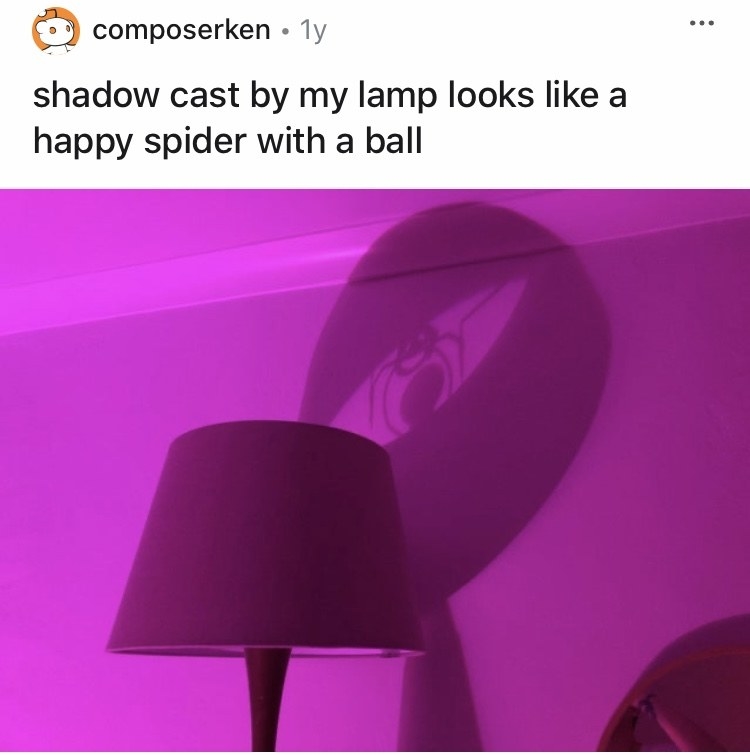 The shadow looks like a happy spider playing with a ball