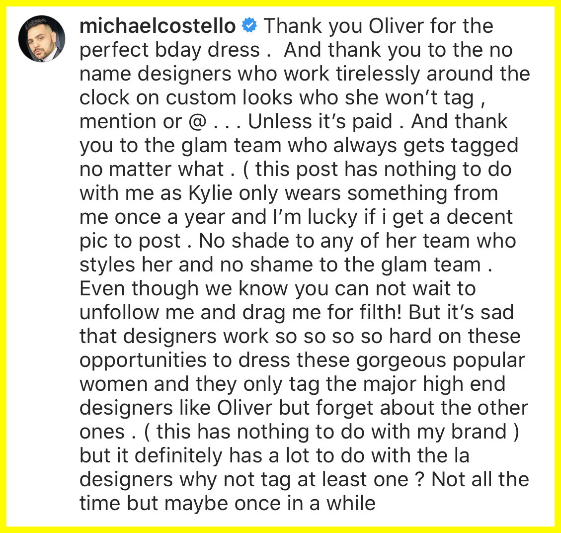 Kylie Jenner publicly blasted by fashion designer Michael Costello on  Instagram - Mirror Online