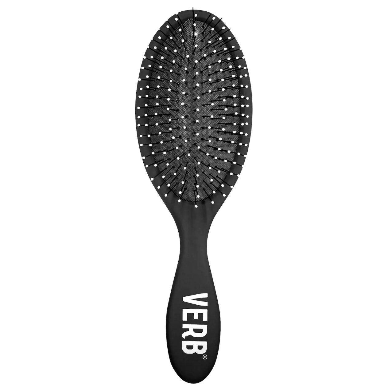 The brush with a black handle and bristles