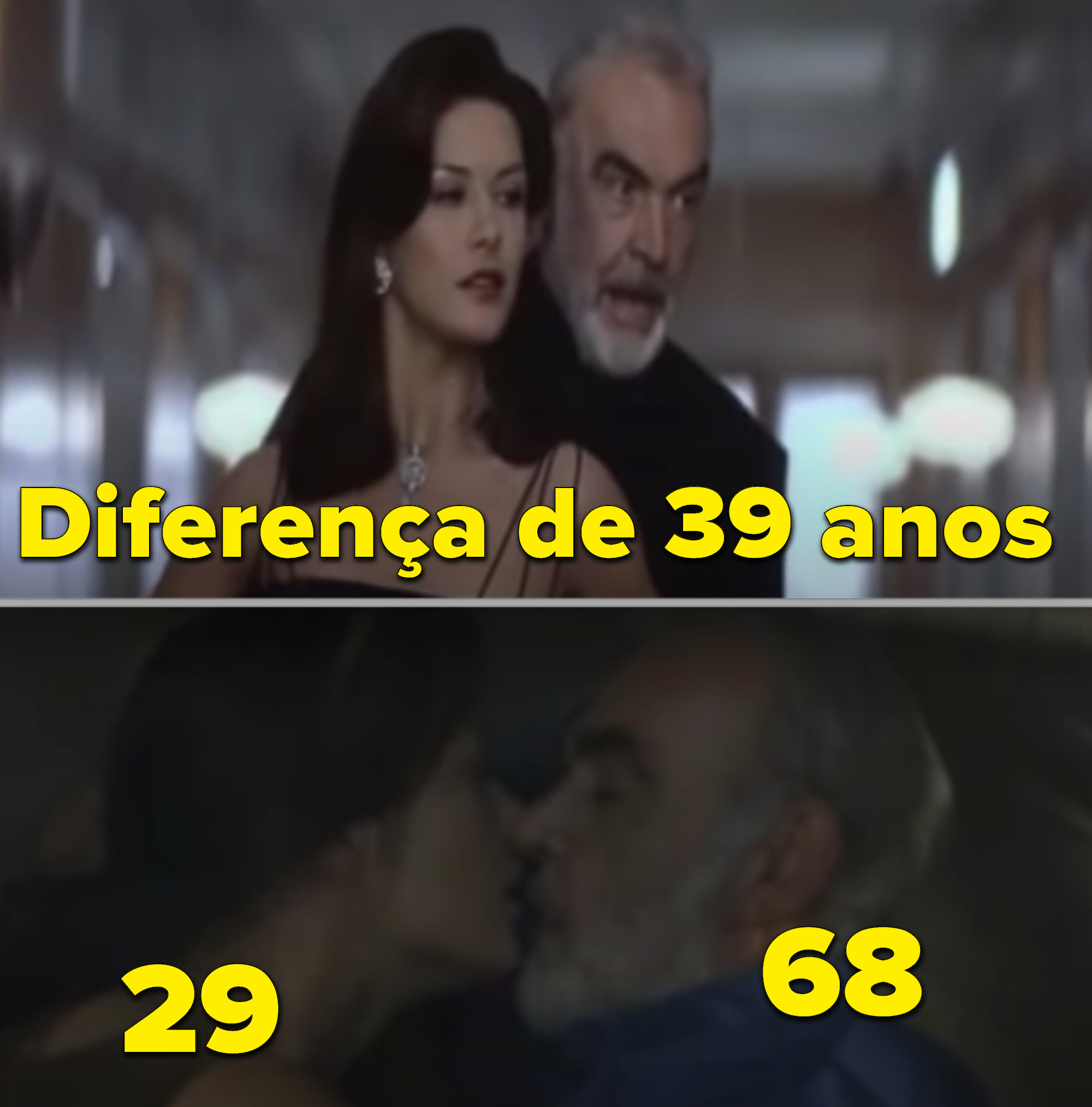 Catherine Zeta-Jones e Sean Connery beijando em "Armadilha"
