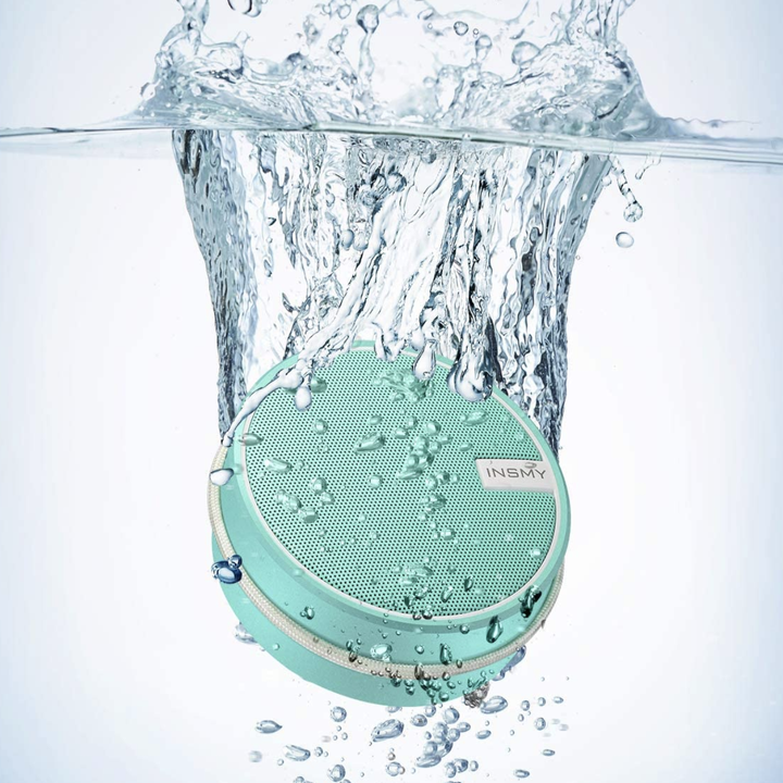 Image of the blue speaker submerged in water