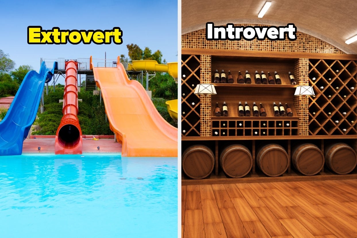 Waterslides into a pool and a wine cellar