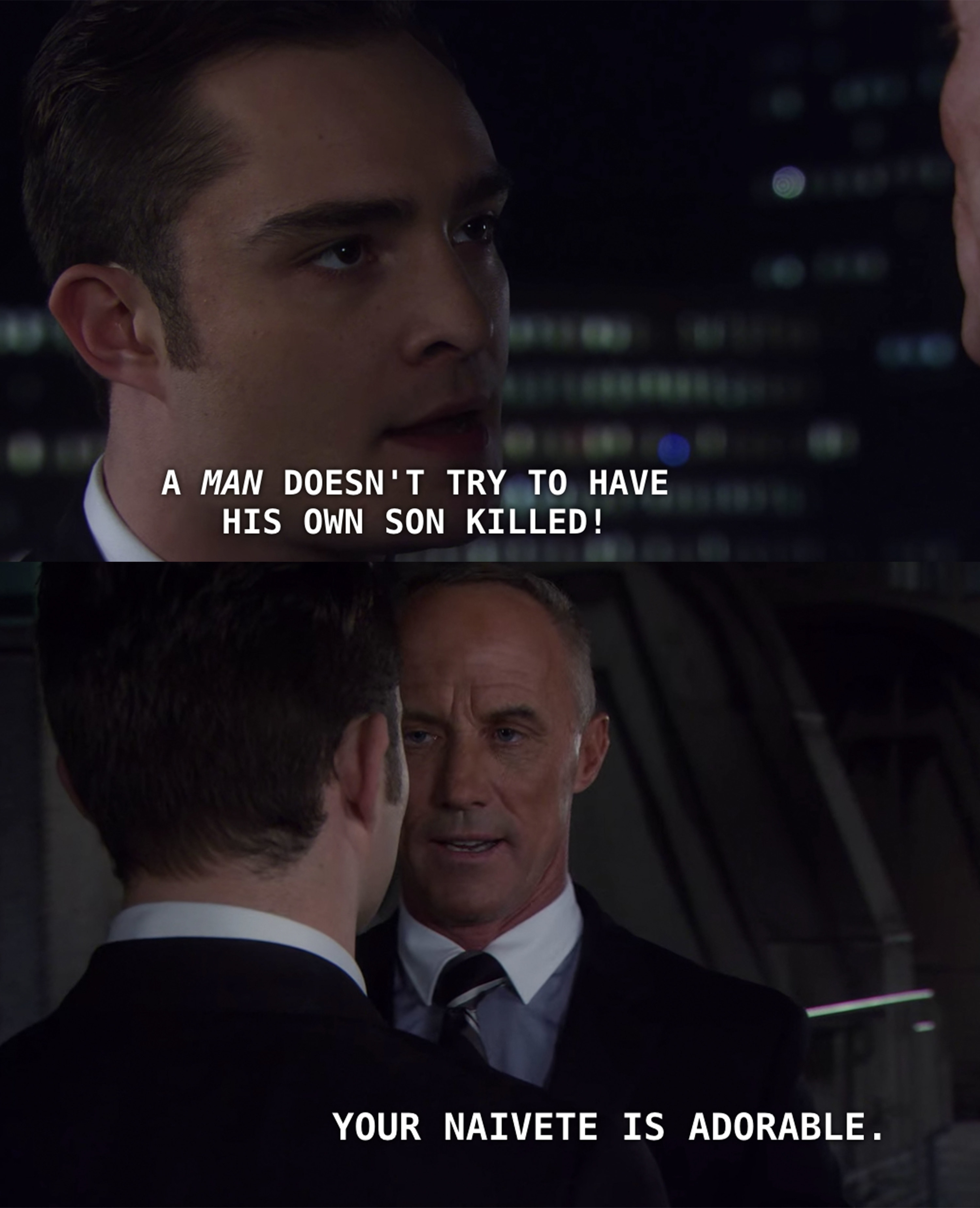 Chuck says a real man wouldn&#x27;t try to have his own son killed, Bart replies that his naivety is adorable 