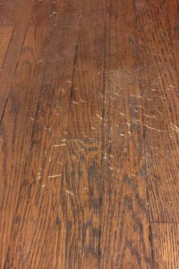 Reviewer's scratched wood floor 