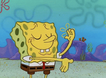 Spongebob wiping his hands clean