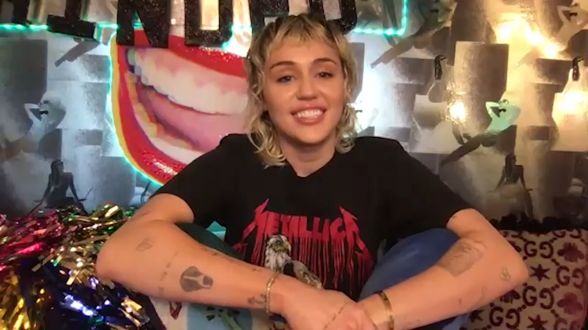 Miley interviewing on Jimmy Fallon