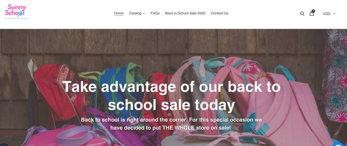 Sunny School Store&#x27;s homepage. 
