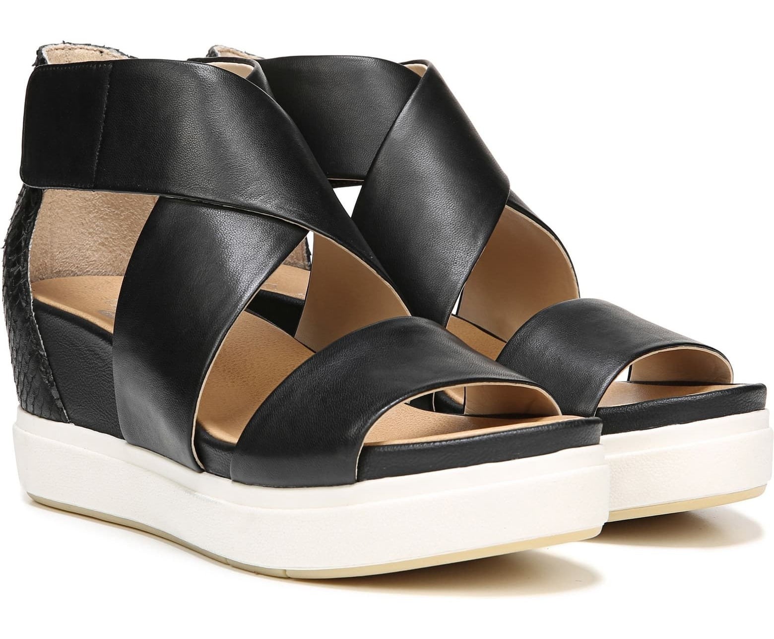 The strappy wedges with white thick sole