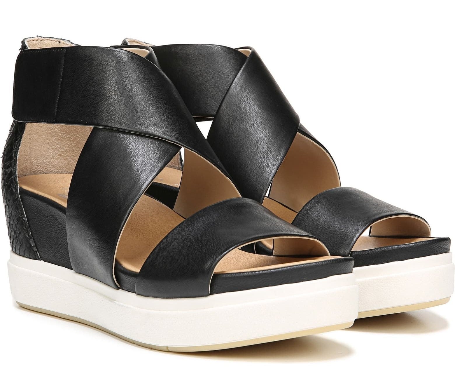 The strappy wedges with white thick sole