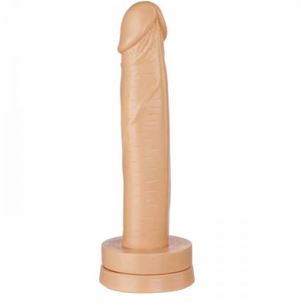 A beige 7-inch dildo with a realistic head, veiny shaft, and suction cup base